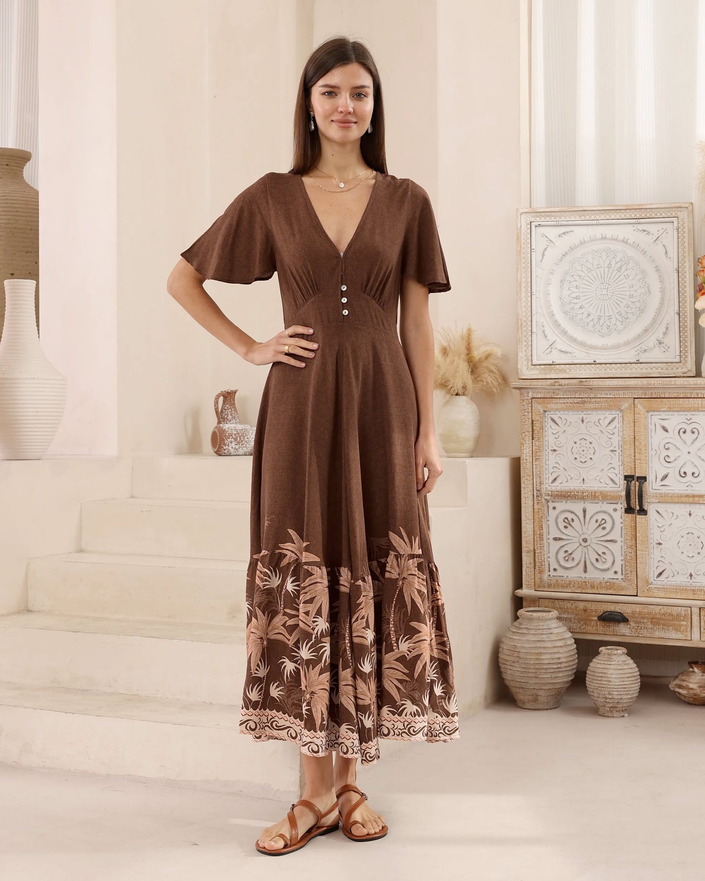 Brown Palm Tree Dress