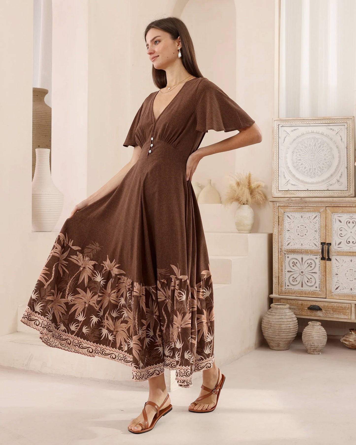 Brown Palm Tree Dress