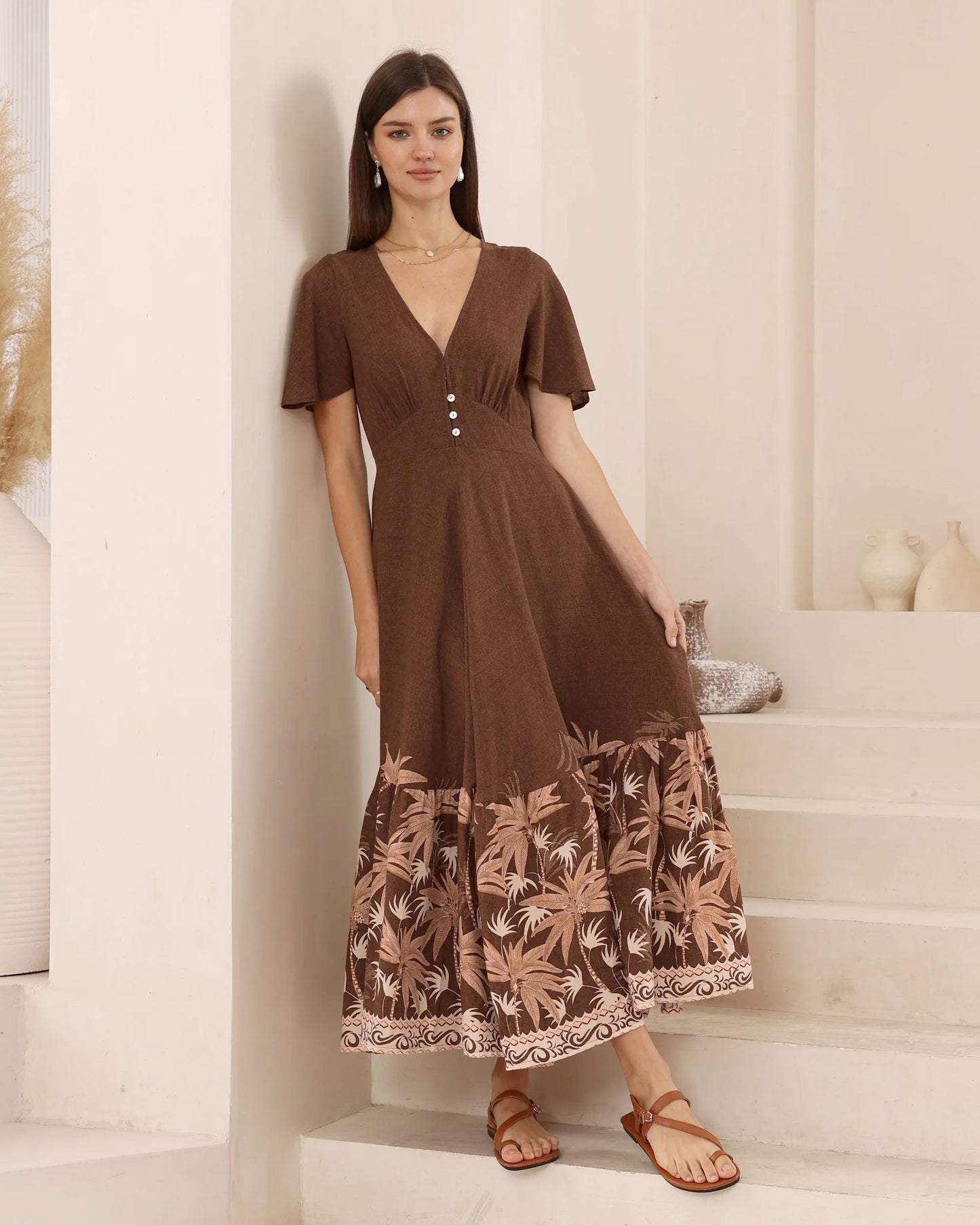 Brown Palm Tree Dress