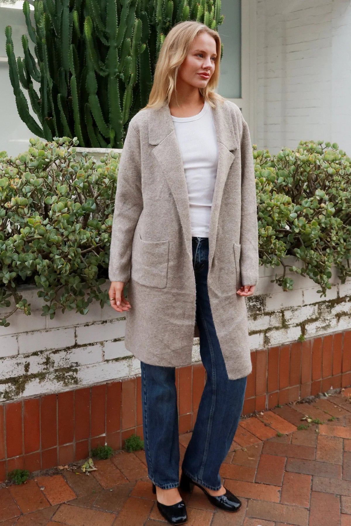 Oatmeal Wool Blend Coatigan