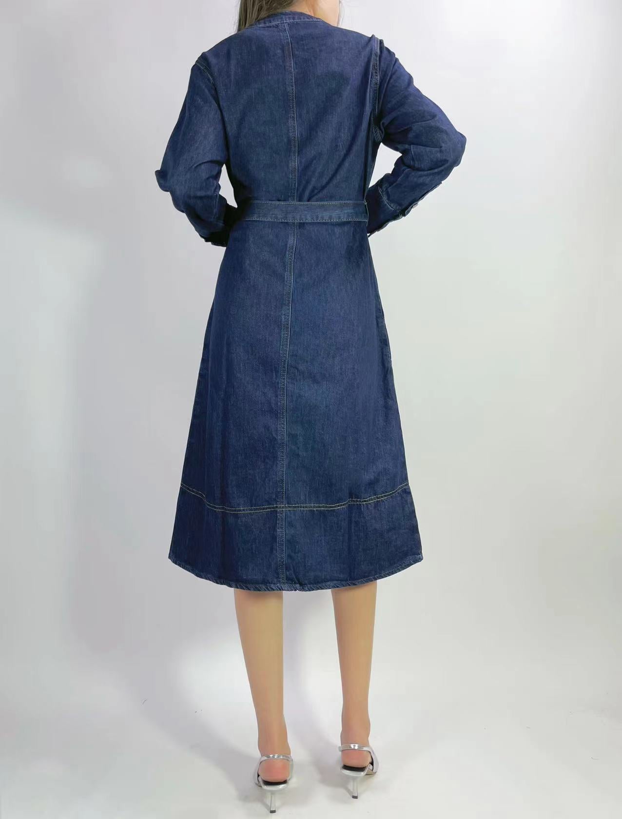 Indigo Denim Long Sleeve Dress