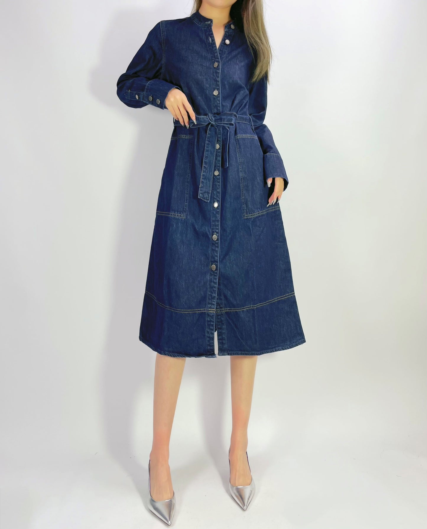 Indigo Denim Long Sleeve Dress