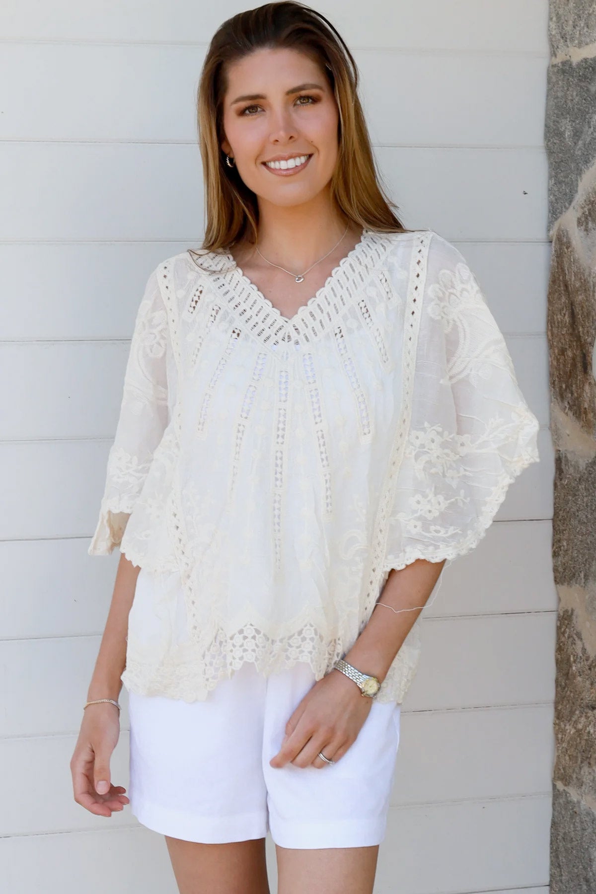 Ivory Cotton Crochet Top