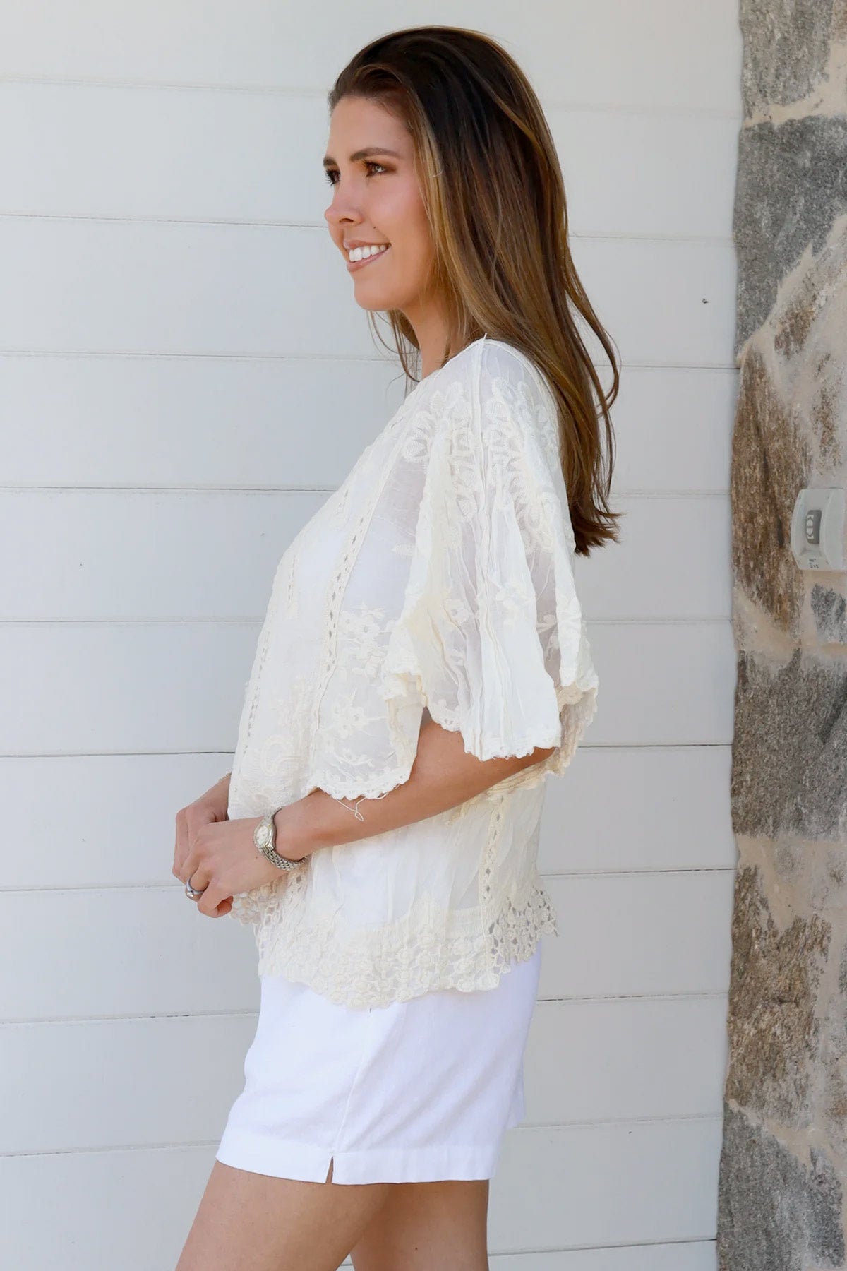 Ivory Cotton Crochet Top