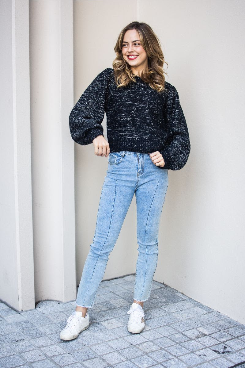 Lurex Mix Blouson Sleeves Jumper