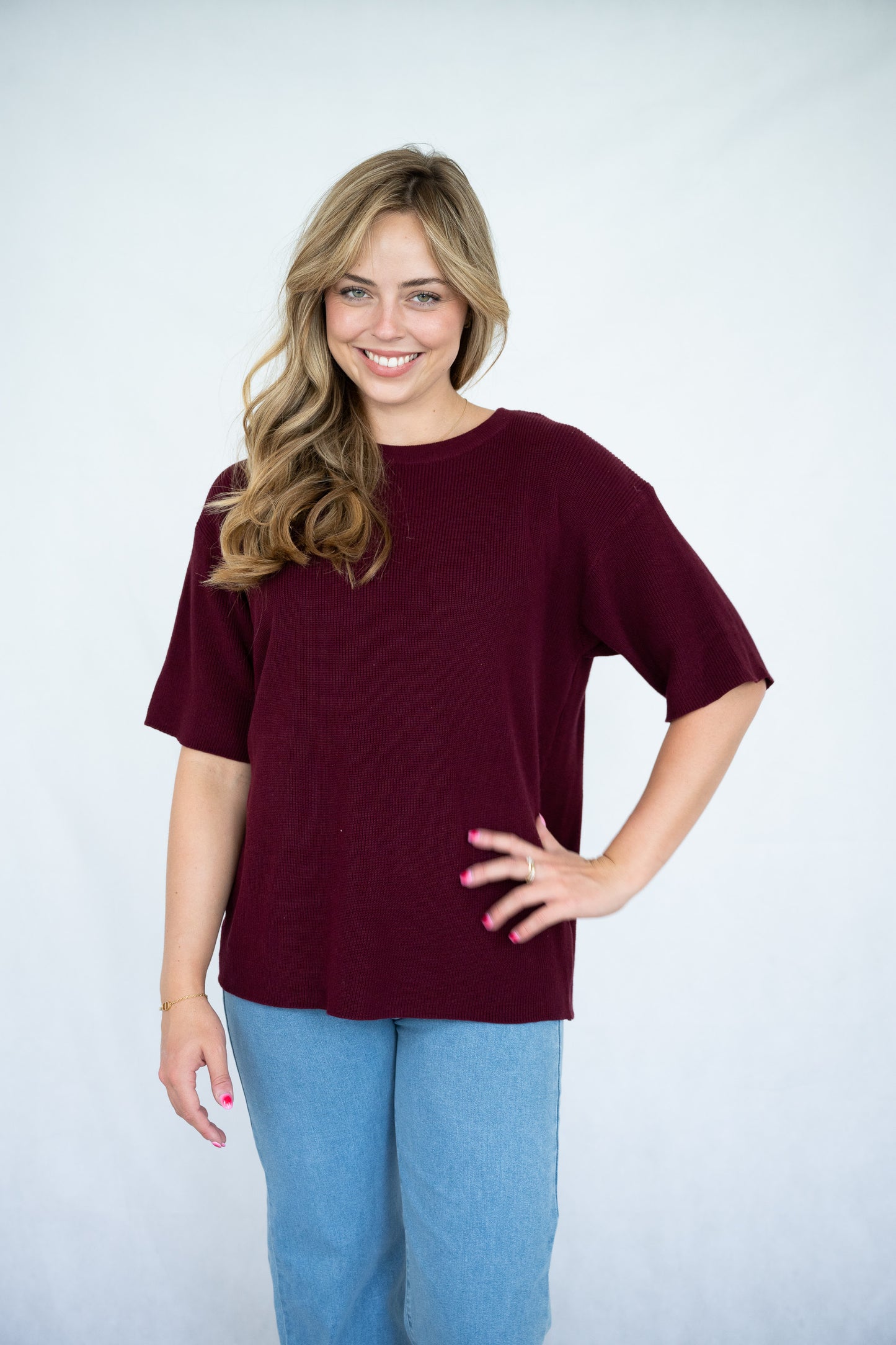 Cotton Yarn Short Sleeve Jumper