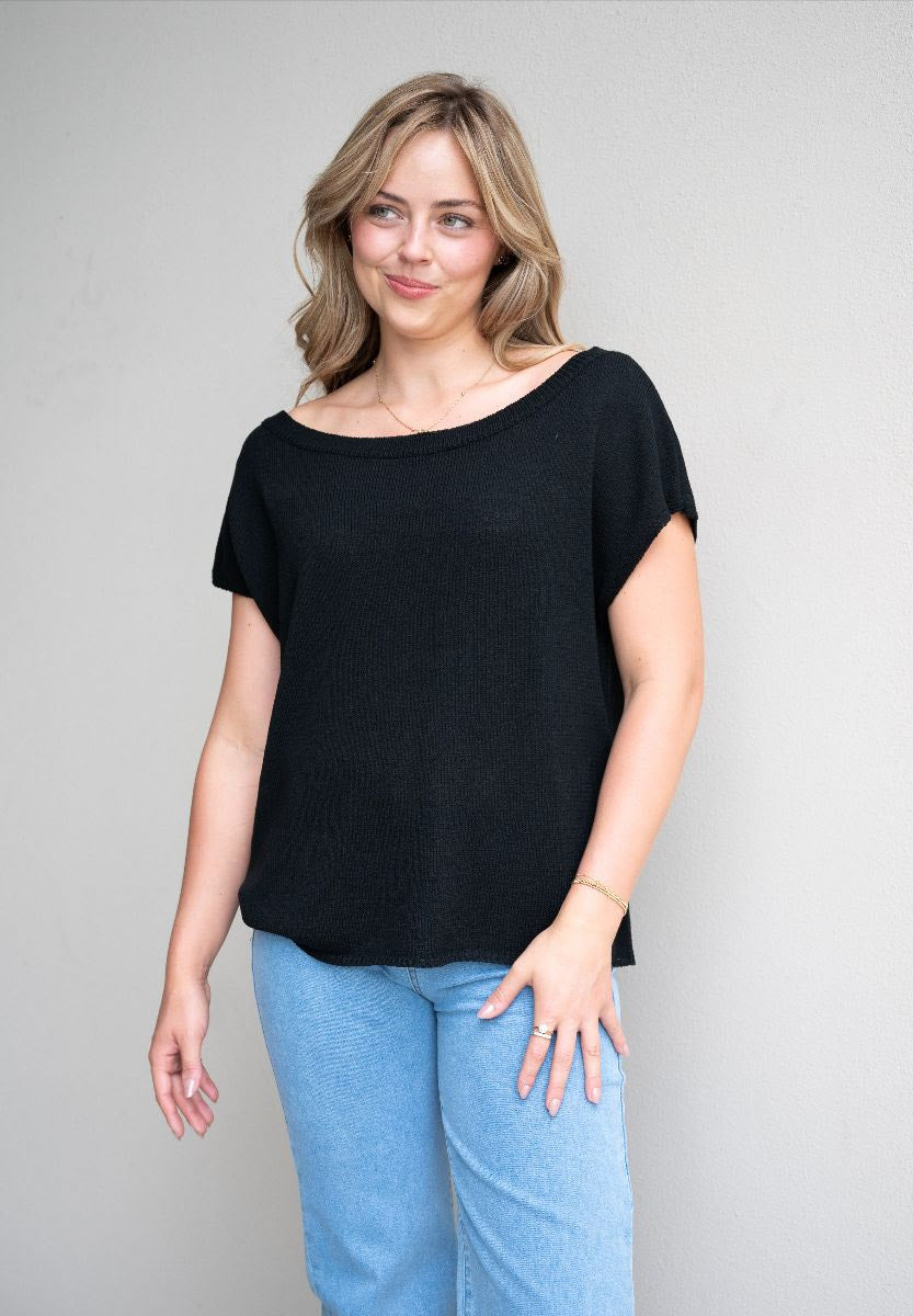 Cross Shoulder Knit Top
