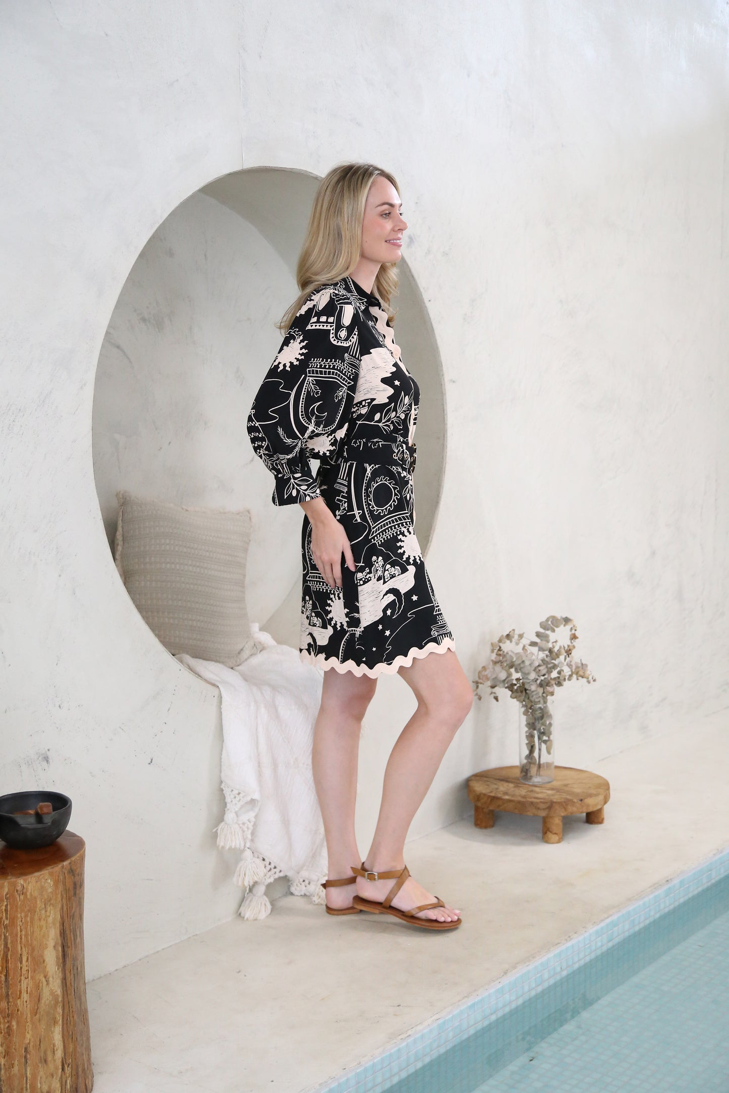 Button-up Black and Tan Shirt Dress