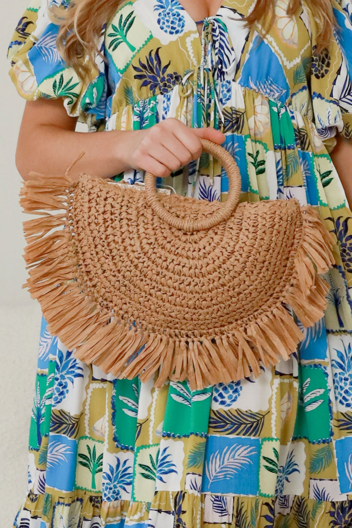 Chic Straw Fringe Clutch