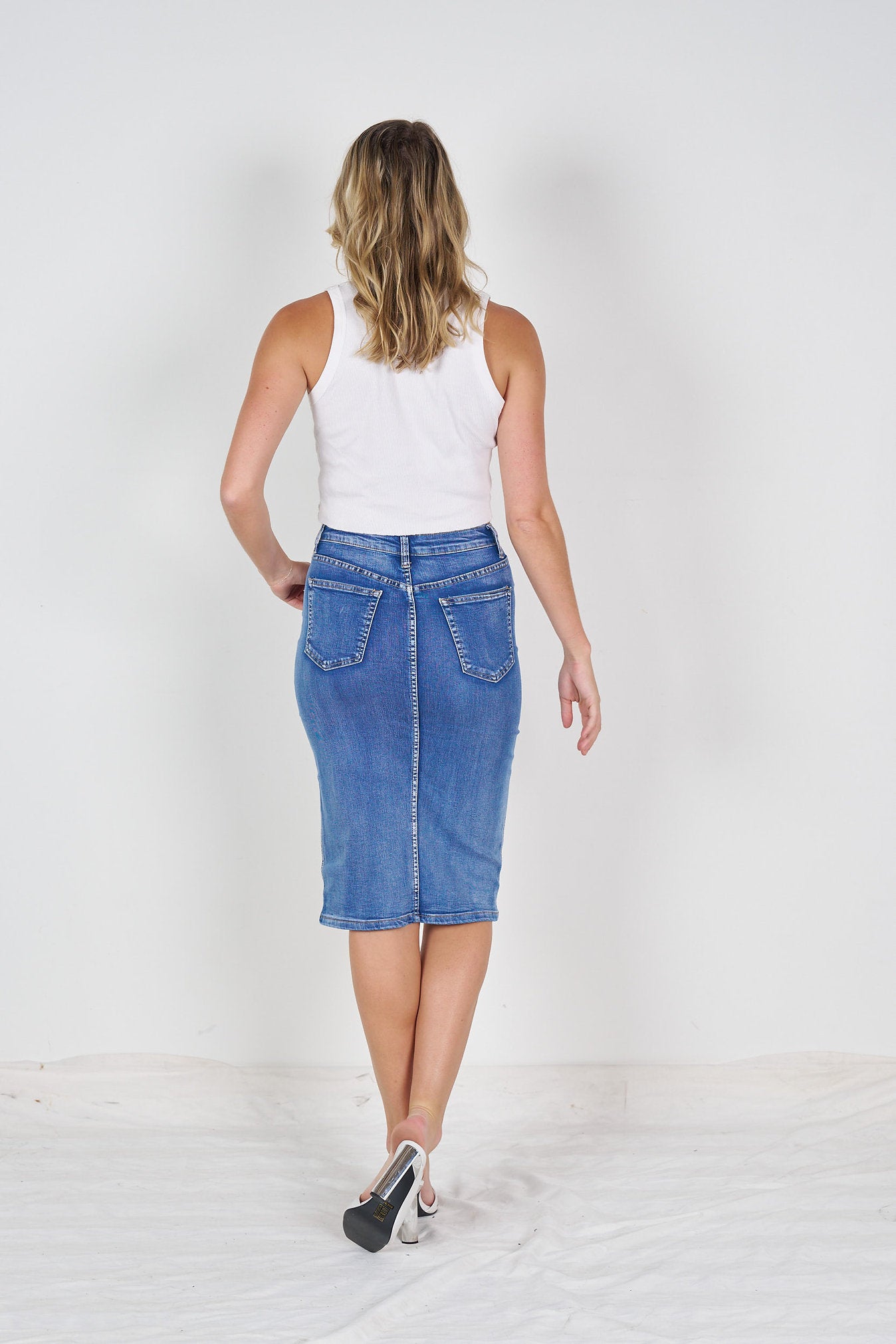 Wakee Denim Skirt With Front Split 7141