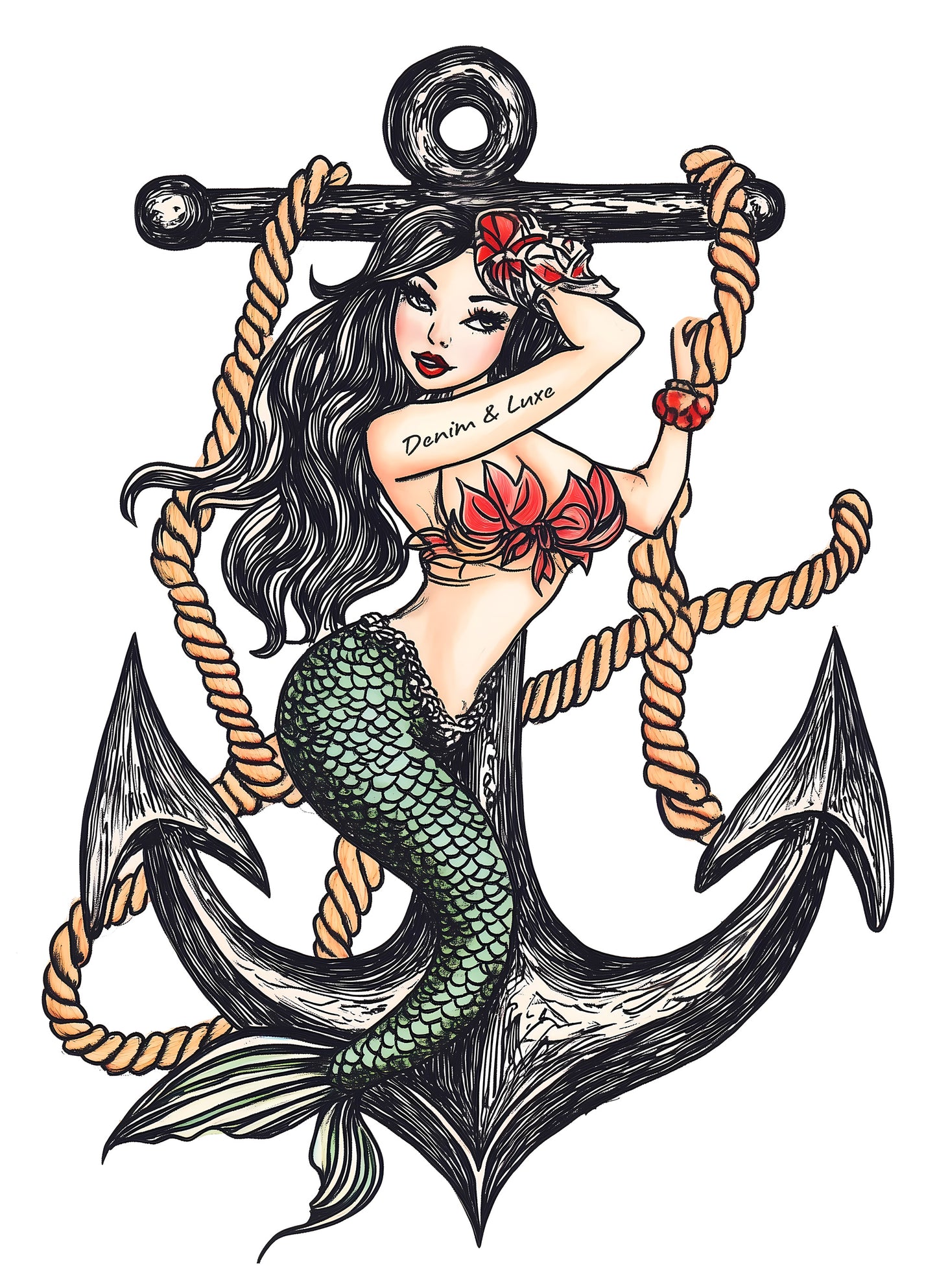 Denim & Luxe Mermaid Anchor Tee