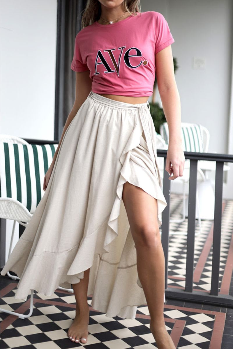 Serene Beige Wrap Skirt