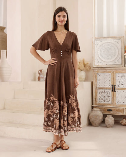 Brown Palm Tree Dress