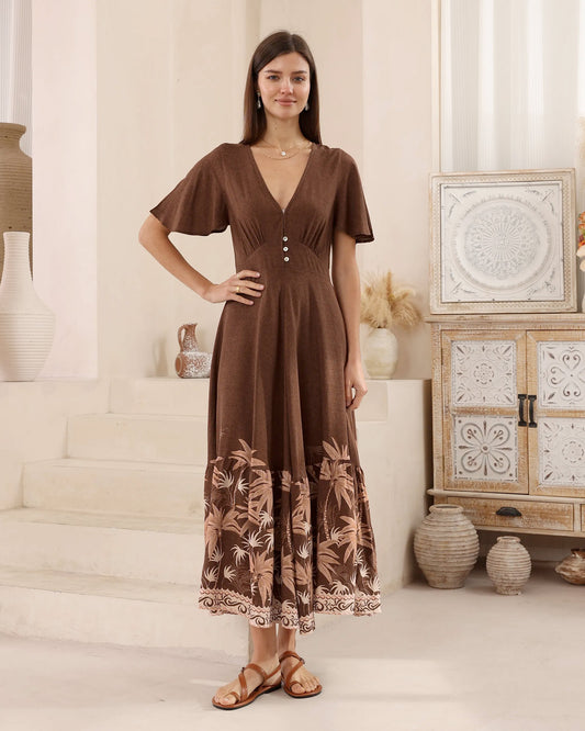 Brown Palm Tree Dress