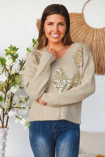 Sequin Diamond Knit