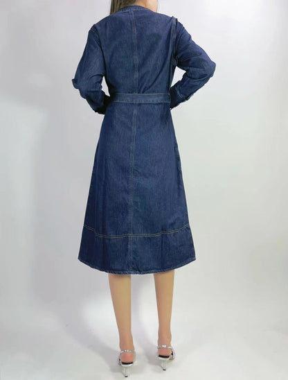 Indigo Denim Long Sleeve Dress