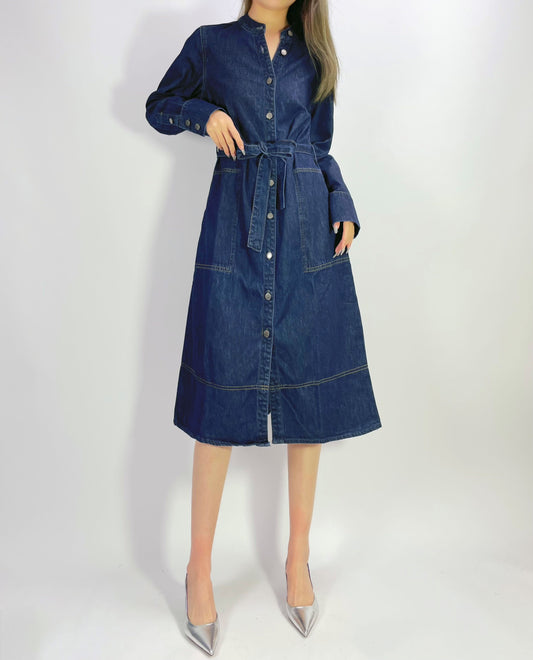 Indigo Denim Long Sleeve Dress