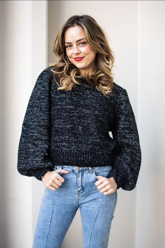 Lurex Mix Blouson Sleeves Jumper
