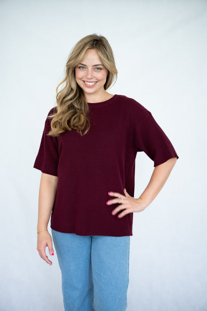 Cotton Yarn Short Sleeve Jumper