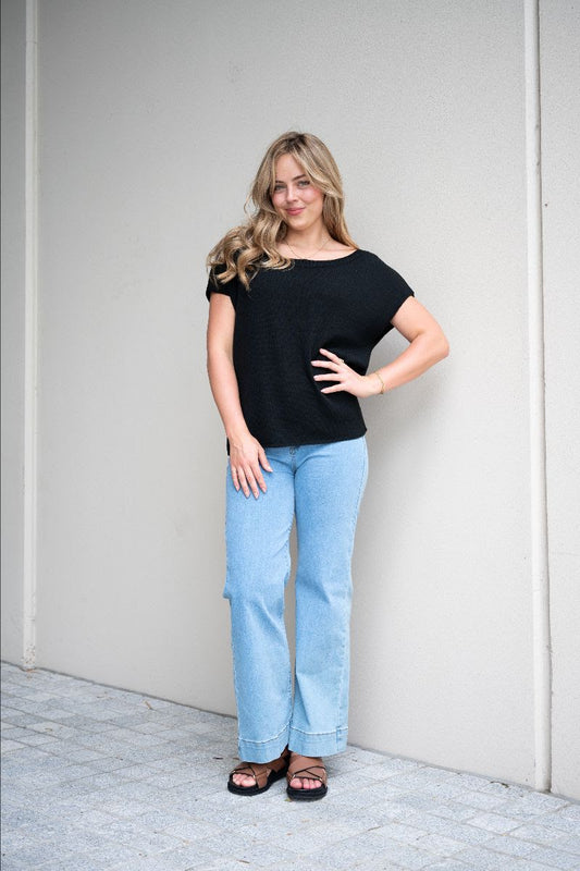 Cross Shoulder Knit Top