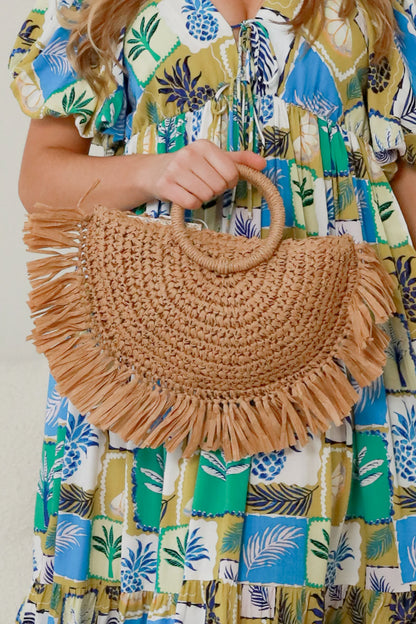 Chic Straw Fringe Clutch
