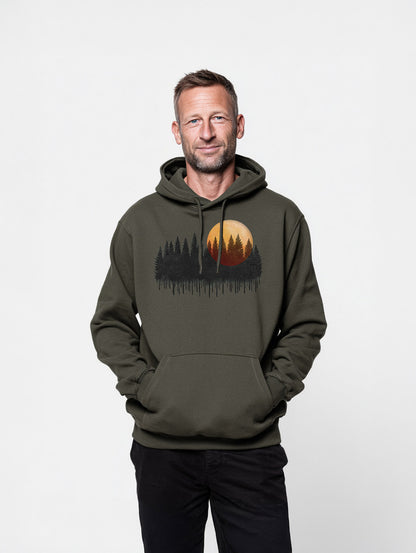Denim & Luxe Mens Pine Trees Hoodie